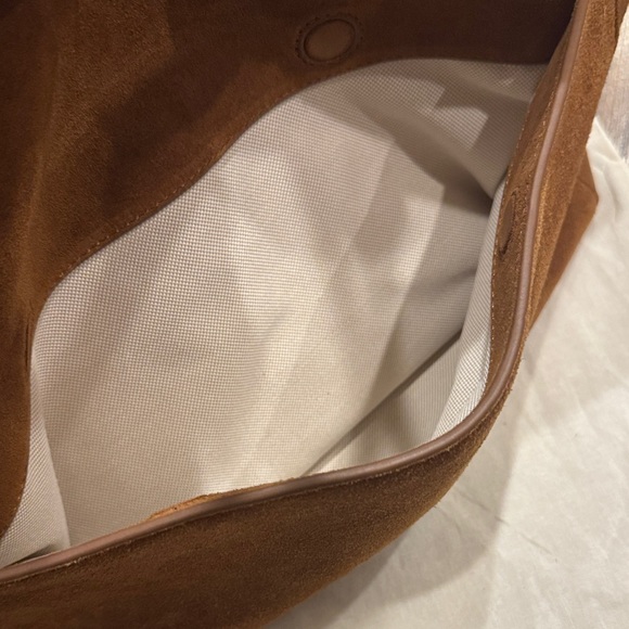 Quince Suede Zip Top Tote Bag in Whiskey Brown - Picture 9 of 15